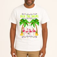 Deck the Palms Merry Flamingo Christmas funny Tall T-Shirt