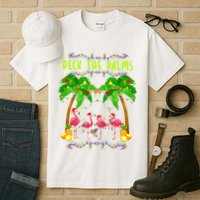 Deck the Palms Merry Flamingo Christmas funny Tall T-Shirt