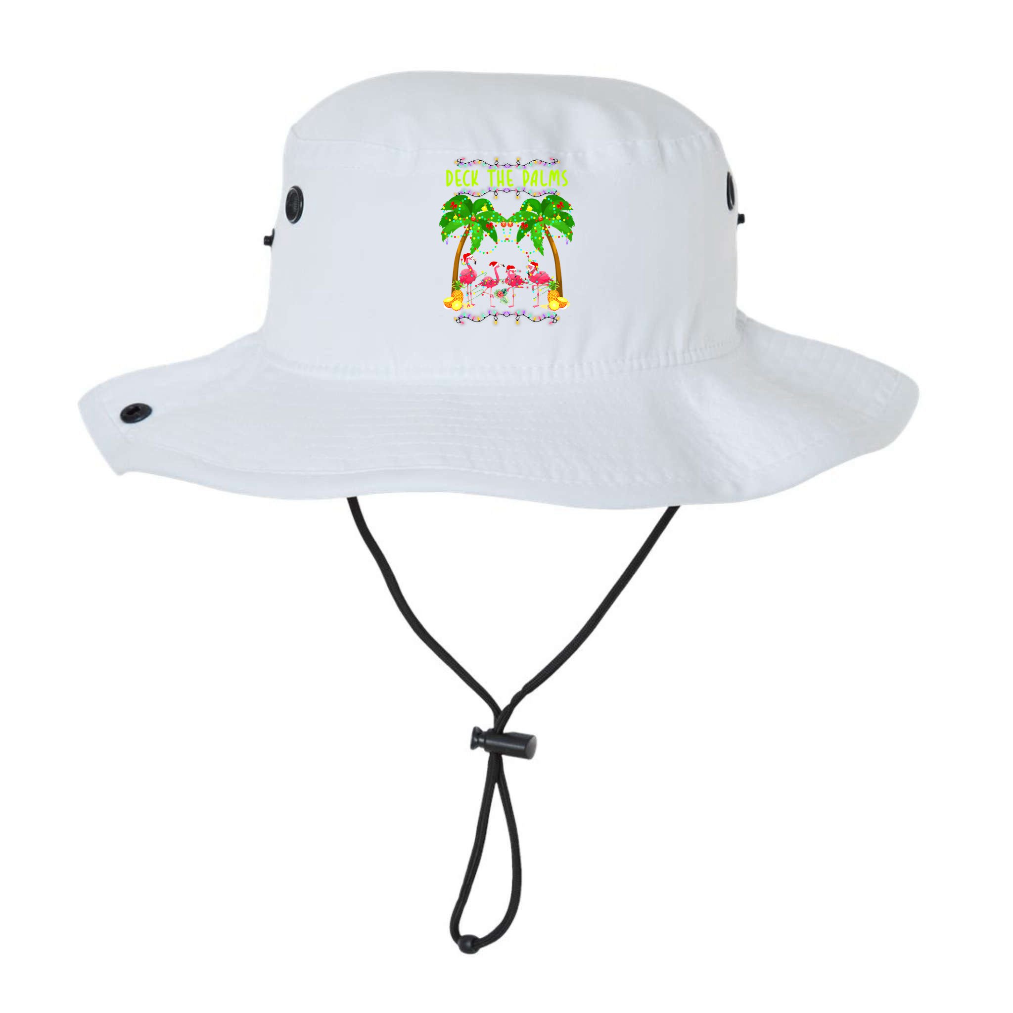 Deck the Palms Merry Flamingo Christmas funny Bucket Hat