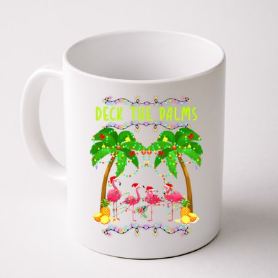 Deck the Palms Merry Flamingo Christmas funny Mug