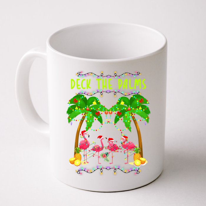 Deck the Palms Merry Flamingo Christmas funny Mug