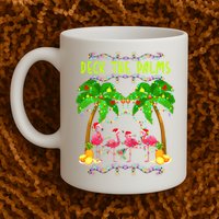 Deck the Palms Merry Flamingo Christmas funny Mug