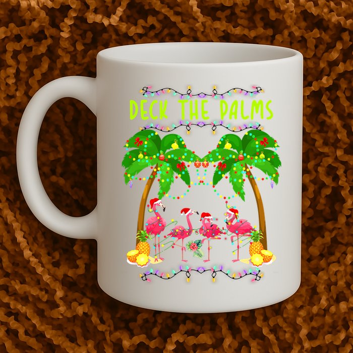 Deck the Palms Merry Flamingo Christmas funny Mug