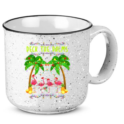 Deck the Palms Merry Flamingo Christmas funny 15oz Campfire Ceramic Mug