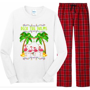 Deck the Palms Merry Flamingo Christmas funny Long Sleeve Pajama Set