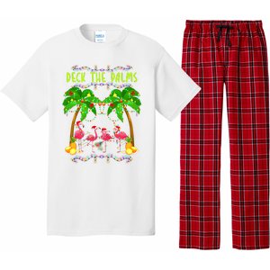 Deck the Palms Merry Flamingo Christmas funny Pajama Set