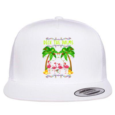 Deck the Palms Merry Flamingo Christmas funny Flatbill Hat