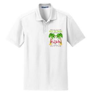 Deck the Palms Merry Flamingo Christmas funny Dry Zone Grid Polo