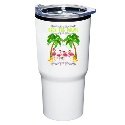 Deck the Palms Merry Flamingo Christmas funny Tumbler