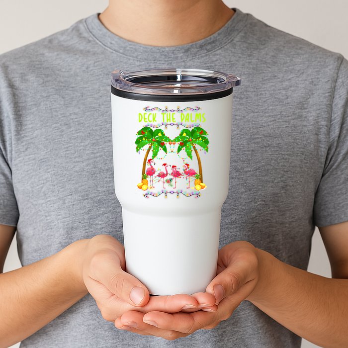 Deck the Palms Merry Flamingo Christmas funny Tumbler