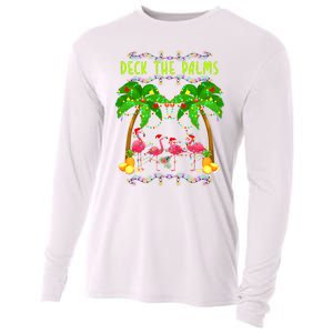 Deck the Palms Merry Flamingo Christmas funny Cooling Performance Long Sleeve Crew