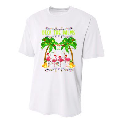 Deck the Palms Merry Flamingo Christmas funny Youth Performance Sprint T-Shirt