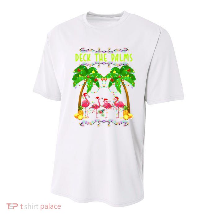 Deck the Palms Merry Flamingo Christmas funny Youth Performance Sprint T-Shirt