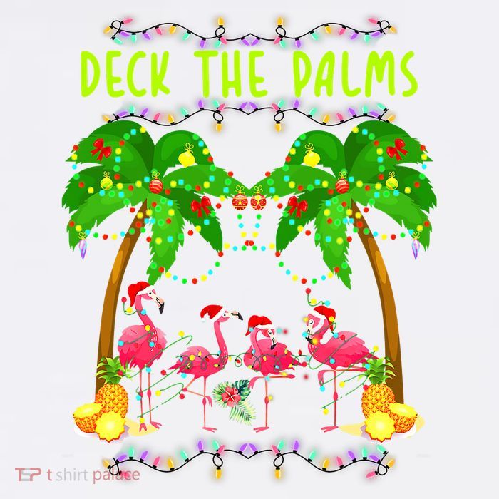 Deck the Palms Merry Flamingo Christmas funny Poster