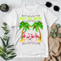 Deck the Palms Merry Flamingo Christmas funny Premium T-Shirt