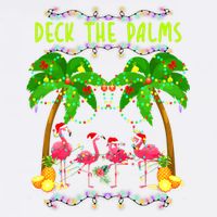 Deck the Palms Merry Flamingo Christmas funny Premium T-Shirt