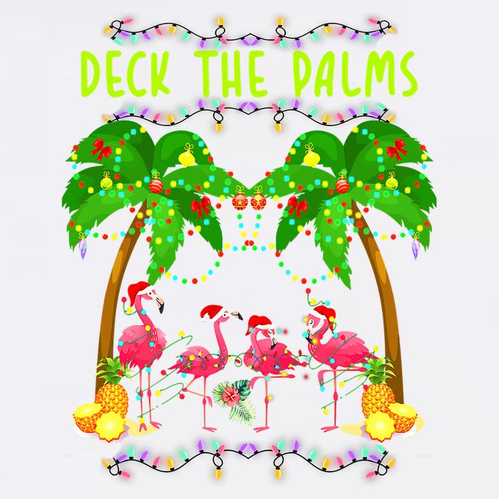 Deck the Palms Merry Flamingo Christmas funny Premium T-Shirt