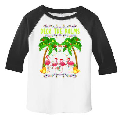 Deck the Palms Merry Flamingo Christmas funny Toddler Fine Jersey T-Shirt