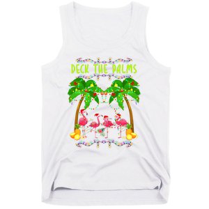 Deck the Palms Merry Flamingo Christmas funny Tank Top