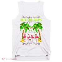 Deck the Palms Merry Flamingo Christmas funny Tank Top