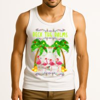 Deck the Palms Merry Flamingo Christmas funny Tank Top