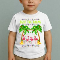 Deck the Palms Merry Flamingo Christmas funny Toddler T-Shirt