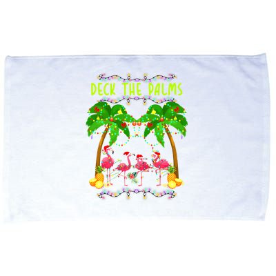 Deck the Palms Merry Flamingo Christmas funny Microfiber Hand Towel