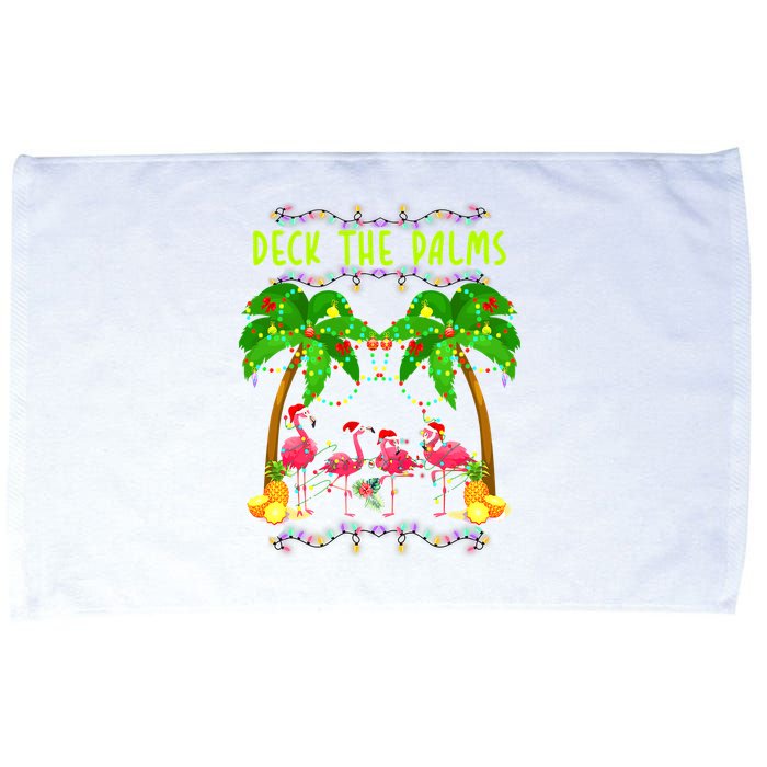 Deck the Palms Merry Flamingo Christmas funny Microfiber Hand Towel
