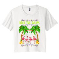 Deck the Palms Merry Flamingo Christmas funny Crop Top