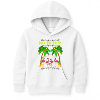 Deck the Palms Merry Flamingo Christmas funny Kids Hoodie