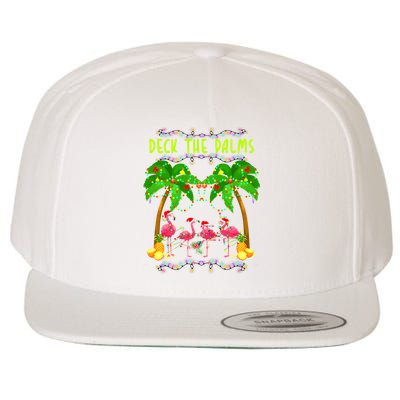 Deck the Palms Merry Flamingo Christmas funny Wool Snapback Cap