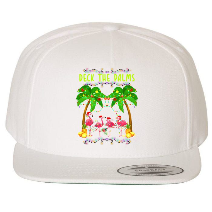 Deck the Palms Merry Flamingo Christmas funny Wool Snapback Cap