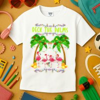 Deck the Palms Merry Flamingo Christmas funny Kids T-Shirt