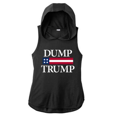 Dump Trump Political Ladies PosiCharge Tri-Blend Wicking Draft Hoodie Tank