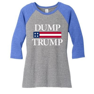 Dump Trump Political Women's Tri-Blend 3/4-Sleeve Raglan Shirt