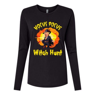 Donald Trump President Halloween Day Witch Hunt Womens Cotton Relaxed Long Sleeve T-Shirt