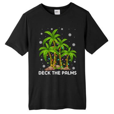 Deck The Palms Tropical Hawaii Merry Christmas Hawaiian Gift Tall Fusion ChromaSoft Performance T-Shirt