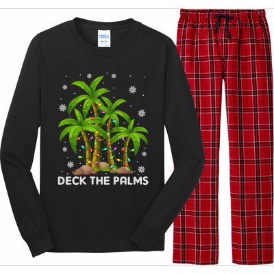 Deck The Palms Tropical Hawaii Merry Christmas Hawaiian Gift Long Sleeve Pajama Set