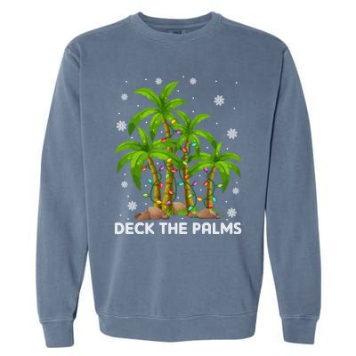 Deck The Palms Tropical Hawaii Merry Christmas Hawaiian Gift Garment-Dyed Sweatshirt