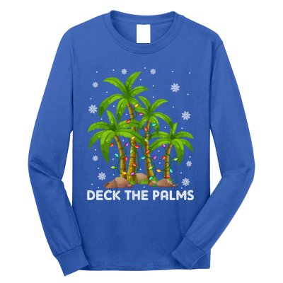 Deck The Palms Tropical Hawaii Merry Christmas Hawaiian Gift Long Sleeve Shirt