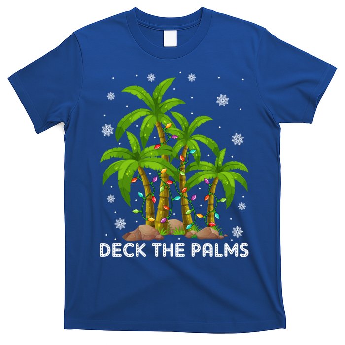 Deck The Palms Tropical Hawaii Merry Christmas Hawaiian Gift T-Shirt