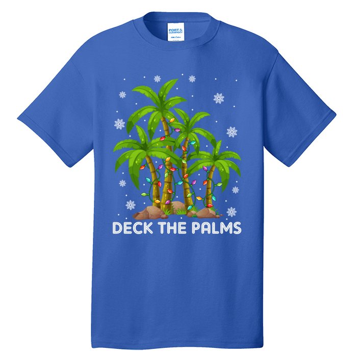 Deck The Palms Tropical Hawaii Merry Christmas Hawaiian Gift Tall T-Shirt