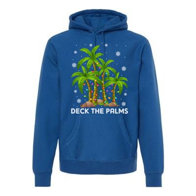 Deck The Palms Tropical Hawaii Merry Christmas Hawaiian Gift Premium Hoodie