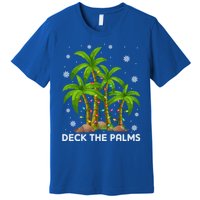 Deck The Palms Tropical Hawaii Merry Christmas Hawaiian Gift Premium T-Shirt