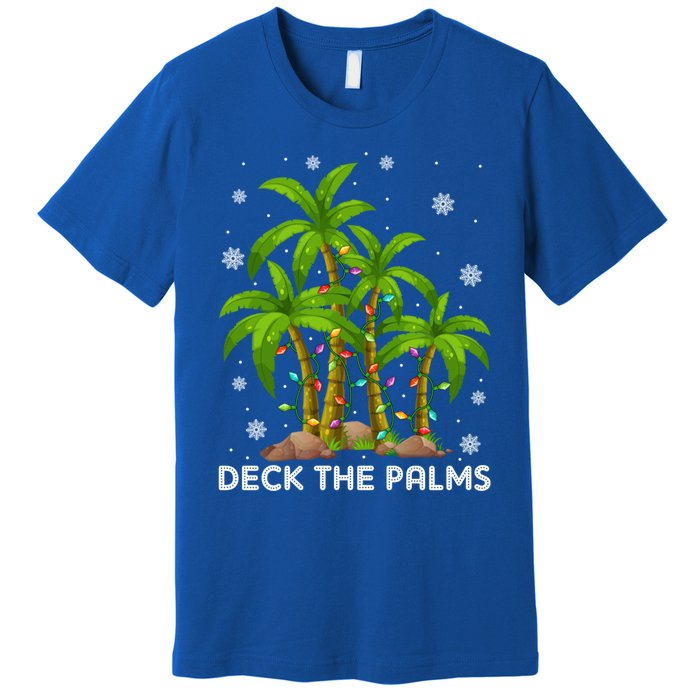 Deck The Palms Tropical Hawaii Merry Christmas Hawaiian Gift Premium T-Shirt