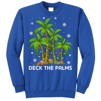 Deck The Palms Tropical Hawaii Merry Christmas Hawaiian Gift Tall Sweatshirt