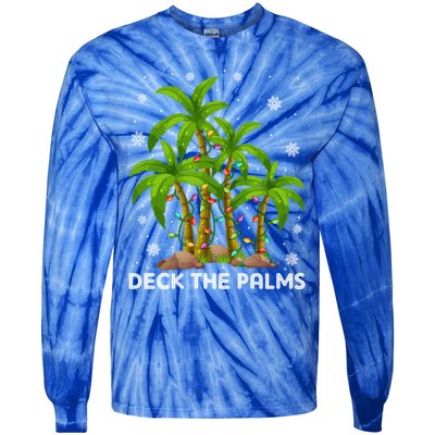 Deck The Palms Tropical Hawaii Merry Christmas Hawaiian Gift Tie-Dye Long Sleeve Shirt