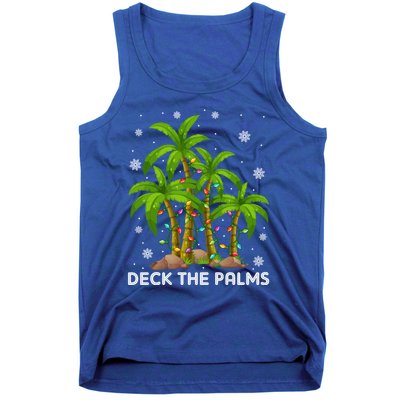 Deck The Palms Tropical Hawaii Merry Christmas Hawaiian Gift Tank Top