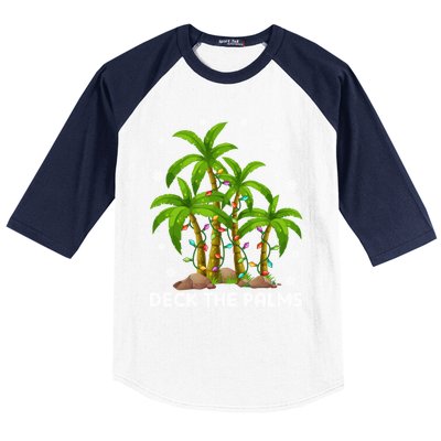 Deck The Palms Tropical Hawaii Merry Christmas Hawaiian Gift Baseball Sleeve Shirt