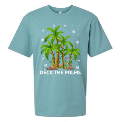 Deck The Palms Tropical Hawaii Merry Christmas Hawaiian Gift Sueded Cloud Jersey T-Shirt